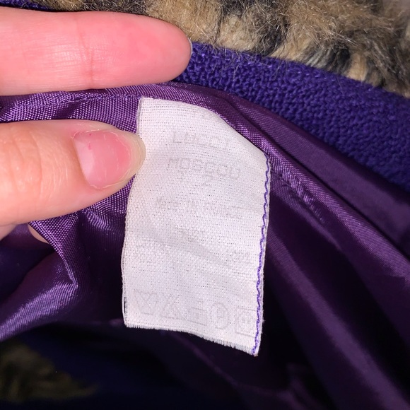 Purple Cheetah Print Collar Pea Coat - Picture 4 of 6